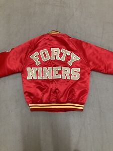 Vintage 90s San Francisco 49ers RARE Chalk-Line NFL Red  Satin Jacket Size L