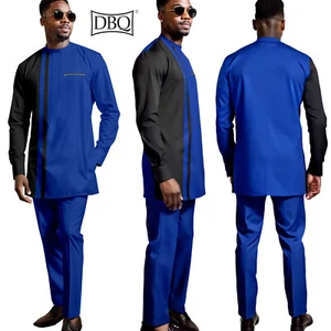 African Suits for Men Shirt Pants 2 Piece Set Nigerian Dashiki Clothes Wedding - Picture 1 of 21