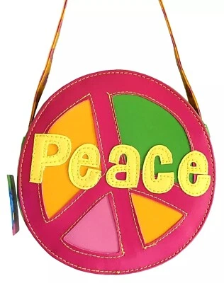 Cartera Stephen Joseph Peace - Bolso Bandolera Redondo Colorido Imitación Cuero Foto 1 de 4