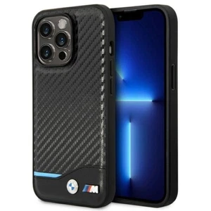 Handyhülle Case iPhone 14 Pro Max BMW Leder Tricolor schwarz Carbon - Bild 1 von 7