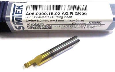 SIMTEK VHM Mini Bohrstange A06.0300.15.02 AG R GN39 Dmin=6,2 Schneideins. D5366 - Bild 1 von 2