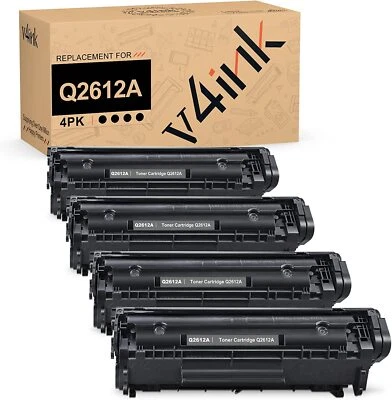 v4ink 4PK Compatible Q2612A 12A BacK Toner For HP LaserJet 1012 1015 1018 3015 - Image 1 of 4