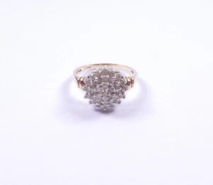 Anillo de diamantes 9 quilates oro racimo 1 quilate dedo talla T - Imagen 1 de 6