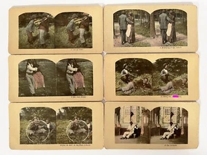 Vintage Early 1900s Lot of 6 Black Americana Lithographic Stereoview Cards - Picture 1 of 8