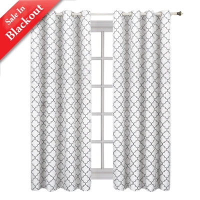 2 Paneles 52 x 84" Blanco Habitación Oscurecimiento Meridiano Ventana Cortinas y Cortina Foto 1 de 4