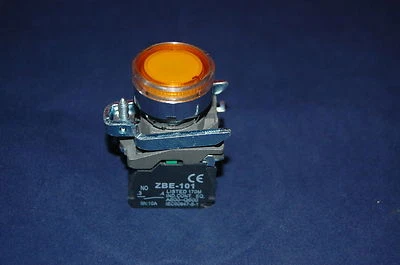 1PC 22MM  Illuminated pushbuttons with flush push Fits XB4BW35J5 12VAC/DC Orange - Image 1 of 3