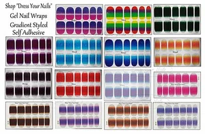 Gel Nagelfolie Wraps Farbverlauf Farben Vollabdeckung Dünn Zum Selbermachen Aufkleber Party Abschlussball - Bild 1 von 19