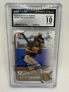 2022 Bowman 1st Edition James Wood Auto CGC 10 JSA 10 Nationals - Picture 1 of 2