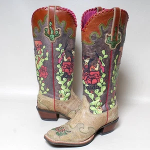 VTG Womens Ariat Quincy Collection Size 7 Horses N Heels Adios Bandida Boots - Picture 1 of 14