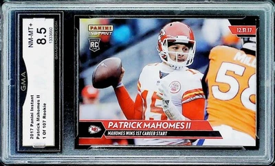 2017 Panini Instant Football #135 Patrick Mahomes II RC Rookie KC CHIEFS GMA 8.5 - Image 1 of 2