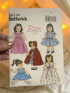 Unbenutztes Butterick B6149 Retro 46 Puppenkleidung Schnittmuster für 18" Puppen Neu - Bild 1 von 5