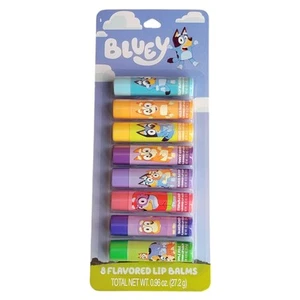 Bluey Lip Balm Set 8 Pc Flavored Apple Grape Citrus Mango Mint Berry Gift Kids - Picture 1 of 3