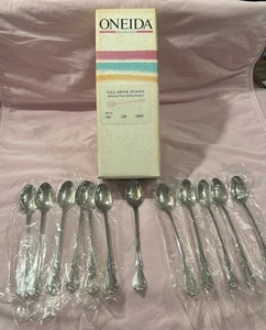 Oneida NEW OLD STOCK W/ Box ARBOR ROSE S.S. 12 Iced Teaspoons TRUE ROSE - Picture 1 of 17