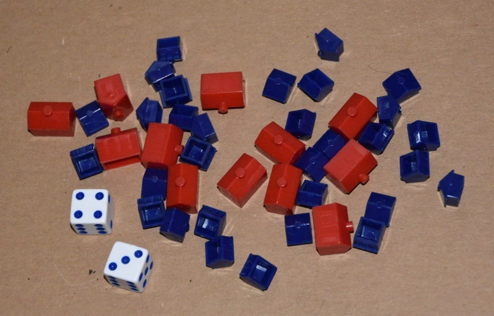 Edición NFL Monopoly Repuesto 31 Casas 12 Hoteles Azul Rojo + Dados 2003 Foto 1 de 1