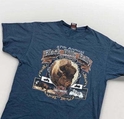Vintage Harley Davidson T Shirt Black Hills Rally Sturgis Buffalo Gray Men's XL - Image 1 of 4
