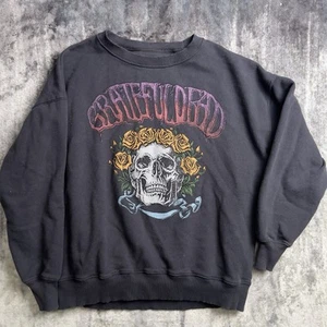 American Eagle Grateful Dead Crewneck Sweatshirt Women XS Oversized Black - Picture 1 of 6