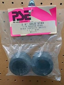 Parma PSE RC 1:10 GOLD STAR 2.6in Rear Black Wheels w/1.5 Wide Foam #83115 NEW - Picture 1 of 2
