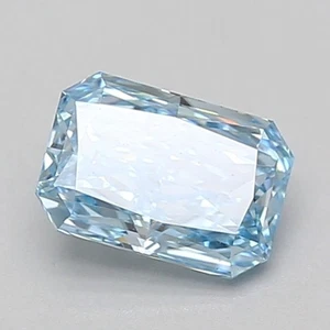 Fancy Vivid Blue Radiant 1.10 Cts VS2 Lab Grown CVD Diamond With Free Shipping - Picture 1 of 10