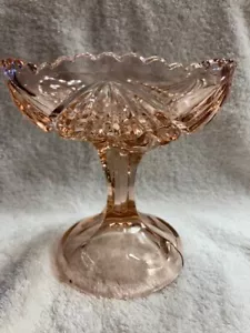 Vintage Pink Depression Glass Pedestal Bowl - Picture 1 of 5