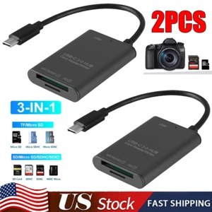 2x 3 in 1 USB C to SD Card Reader Writer OTG Adapter Micro SD Memory Card Reader - Picture 1 of 12