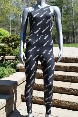 NWT Adidas Catsuit Black Logo Jumpsuit Romper sz XS-L monogrammed HM4890 - Image 1 of 4
