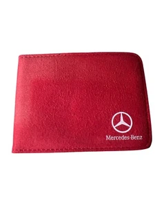 Tarjeta de identificación/cartera, 6 bolsillos cuero gamuza sintética rojo con LOGO Mercedes Benz. - Imagen 1 de 7
