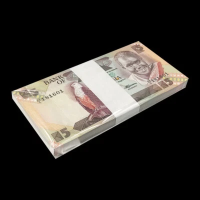 Zambia 5 Kwacha, 1986-1988, Pick#25, Lot of 100 pcs, UNC - Image 1 of 2