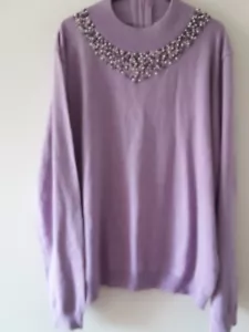Damart Jumper Womens Size 18 Wool Blend Knit Beaded Neckline Pullover Knit - Picture 1 of 15