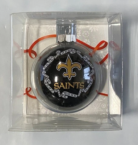 New Orleans Saints Christmas Tree Holiday Ornament - Candy Cane Logo Glass Ball Cover