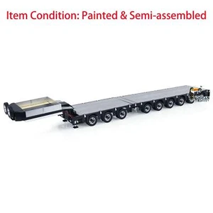1/14 9 Gooseneck Axles Metal Heavy Semi-Trailer for RC Tractor Truck Car Models - Picture 1 of 12