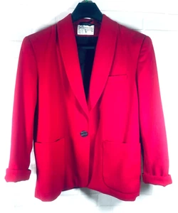 International Scene Linen Blazer Women's Sz 13/14 Vintage Red Chest 44" Large - Picture 1 of 12