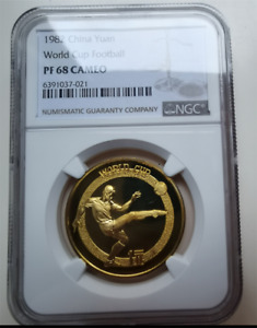 Commemorative coin 1982 China Yuan World Cup Football  NGC PF 68 CAMEO In Stock