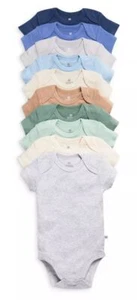 Honest Baby BLUE SUNRISE Boys' 10 Pack Short Sleeve Bodysuits, US Newborn - Picture 1 of 1