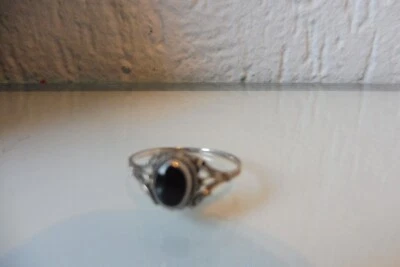 Anello In Argento Bellissimo, Argento 925 Con Onice Nero - Immagine 1 di 3