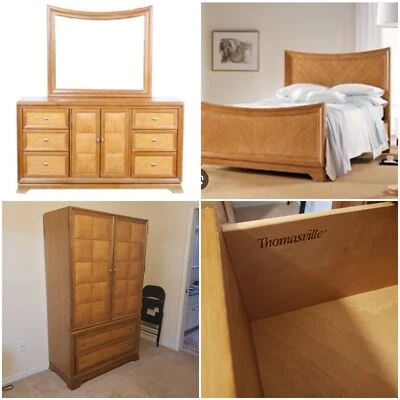 THOMASVILLE FURNITURE Attaché King Bedframe Long Dresser Mirror Tall Chest - Image 1 of 4