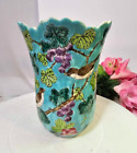 Tongzhi marked? Antique vtg Chinese Vase in Funsai Style Ceramic Bird Fruit -A12