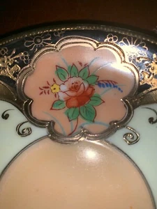Lotus Flower Noritake Morimura Brothers Asian 5 Plate Saucer Rose Gold Japan - Picture 1 of 8