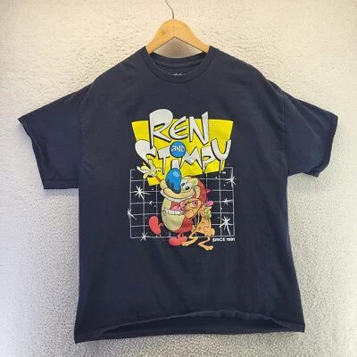 Camiseta Nickelodeon Ren And Stimpy Mujer XL Extra Grande Negra Dibujos Animados Feliz Foto 1 de 4