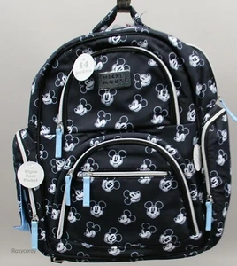 Disney Baby Black & White Mickey Mouse Multi Pc Diaper Bag Backpack w/14 Pockets - Picture 1 of 3