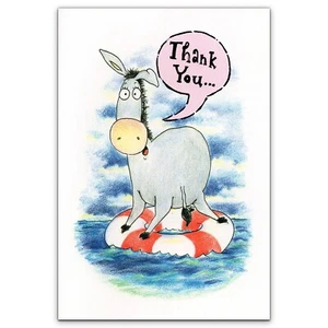 Funny THANK YOU FOR SAVING MY ASS Card, Donkey Life Raft by Sass Greetings + ✉ - Picture 1 of 4
