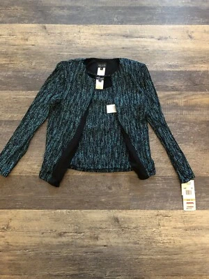 Conjunto de Top y Chaqueta Xscape .Joanna Chen Negro Plata Azul Brillo Brillante Pequeño Nuevo con Etiquetas Foto 1 de 3