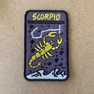 SCORPIO Embroidered Iron-on Patch ~ Retro Zodiac Sign Design ~ 3" x 2" - Picture 1 of 3