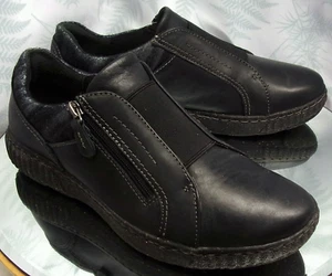 CLARKS CAROLINE COVE BLACK LEATHER LOAFERS SNEAKERS SLIP ONS SHOES WOMENS SZ 9 M - Picture 1 of 10