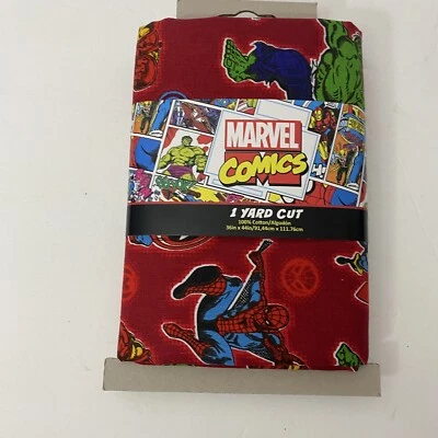 Tela de coser precortada roja Marvel Comics 1 yarda algodón Capitán América Hulk Foto 1 de 4