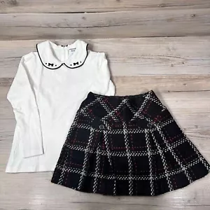 Hartstrings Black, White, and Red Tweed Skirt and White Long sleeve shirt Size 6 - Picture 1 of 7