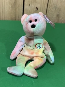 Ty Original Beanie Baby Peace the Multicolor Bear 1996 Retired Mint Rare Errors - Picture 1 of 10