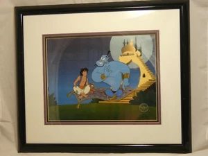 Aladdin Disney Sericel Magic Carpet Genie Abu with Background - Limited Edition - Picture 1 of 8