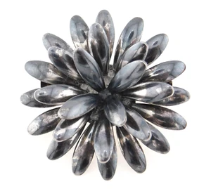 Broche prendedor flor crisantemo plata esterlina 925 John L Dinamarca - Imagen 1 de 10