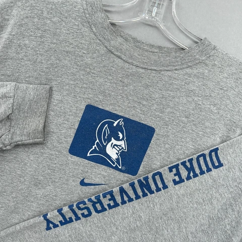 Duke Blue Devils Shirt Mens Large Vintage Nike Gray Long Sleeve Tee Spellout 90s Cover
