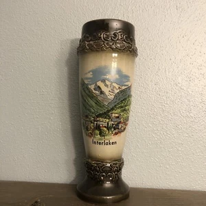 Deutscher Bierstein Glas aus Interlaken Germany 10” x 3,25” Vintage 1980 - Bild 1 von 7